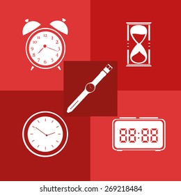 Flat icon set. Time. Clock.  Vector Illustration
