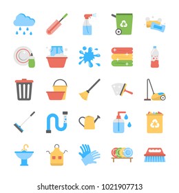
Flat Icon Set of Trash Disposal
