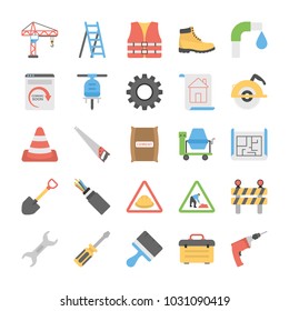 Flat Icon Set of Under Construction