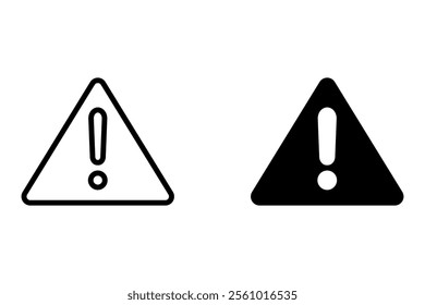 Flat icon set vector warning sign isolated on white background