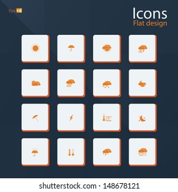 Flat icon set for Weather concepts. Editable vector format.