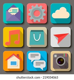 Flat icon set for Web and Mobile App 