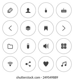 Flat icon set for web and mobile. User interface and navigation icons