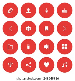Flat icon set for web and mobile. User interface and navigation icons
