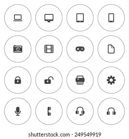 Flat icon set for web and mobile. Technology icons
