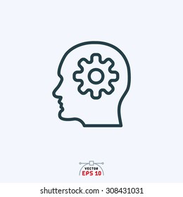 Flat icon of setting in human brain.