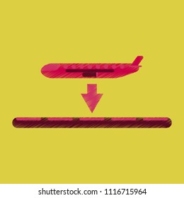 Flat Icon in Shading Style airplane lands airport