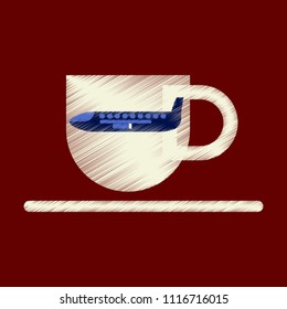Flat Icon in Shading Style Airplane cup of coffee