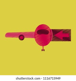 Flat Icon in Shading Style passengers boarding plane