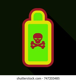 Flat icon with shadow bottle of poison
