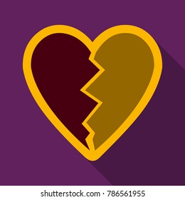 Flat icon with shadow broken heart