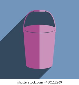 Flat icon with shadow of bucket. Vector illustration