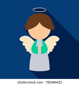 Flat icon with shadow christmas angel