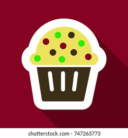 Flat Icon with shadow Christmas cupcake