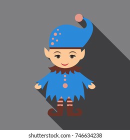 Flat icon with shadow Christmas Elf
