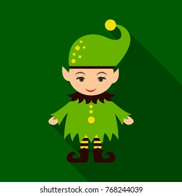 Flat icon with shadow Christmas Elf