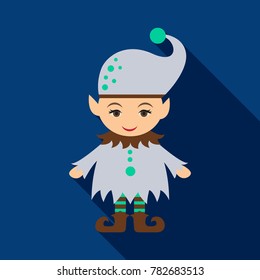 Flat icon with shadow Christmas Elf