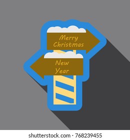 Flat Icon with shadow christmas sign