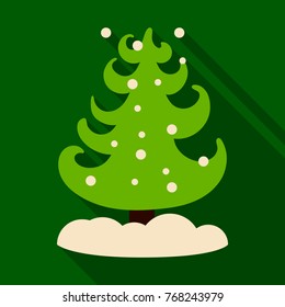 Flat icon with shadow Christmas tree