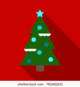 Flat icon with shadow Christmas tree