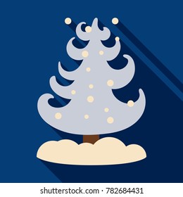 Flat icon with shadow Christmas tree