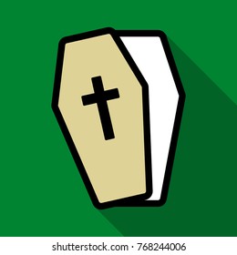 Flat icon with shadow coffin