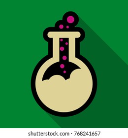 Flat icon with shadow flask with liquid