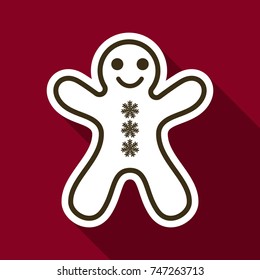 Flat Icon with shadow Gingerbread man cookie