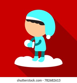 Flat icon with shadow girl is playing snowballs