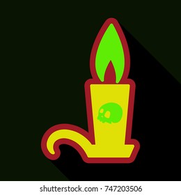 Flat icon with shadow Halloween Candle