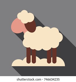 Flat icon with shadow Lamb farm animal