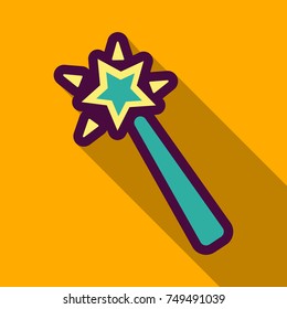 Flat icon with shadow Magic wand