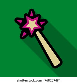 Flat icon with shadow Magic wand