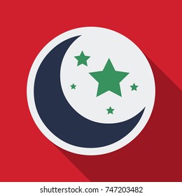 Flat icon with shadow moon and stars