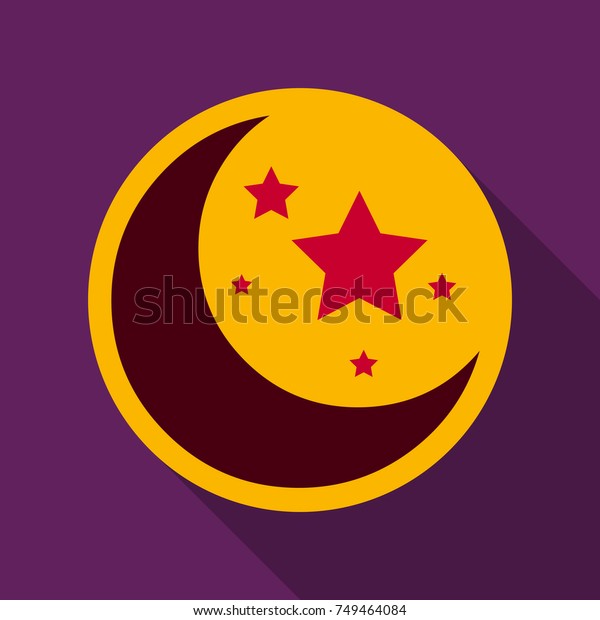 Flat icon with shadow\
moon and stars