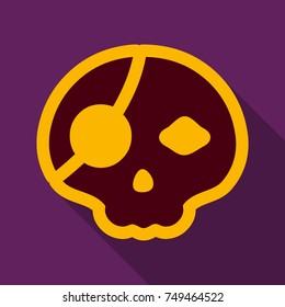 Flat icon with shadow pirate skull