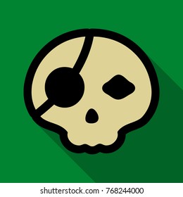 Flat icon with shadow pirate skull