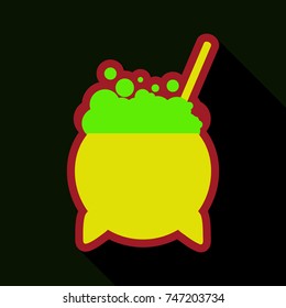 Flat icon with shadow pot of boiling potion