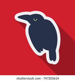 Flat icon with shadow raven