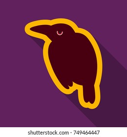 Flat icon with shadow raven