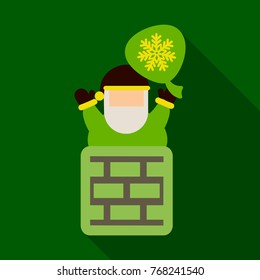 Flat Icon with shadow santa claus in the chimney