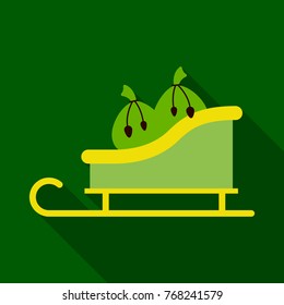 Flat Icon with shadow sleigh with gifts