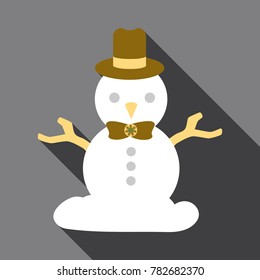 Flat Icon with shadow snowman