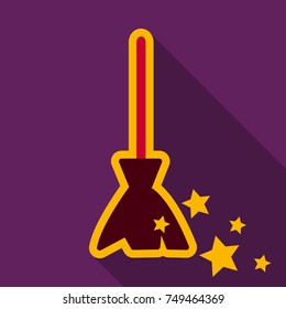 Flat icon with shadow stars broom