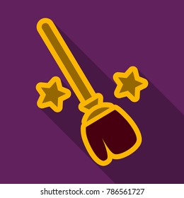 Flat icon with shadow stars broom
