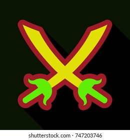 Flat icon with shadow swords cross