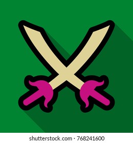 Flat icon with shadow swords cross