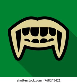 Flat icon with shadow vampire teeth