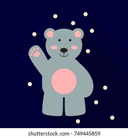 Flat icon with shadow White polar bear