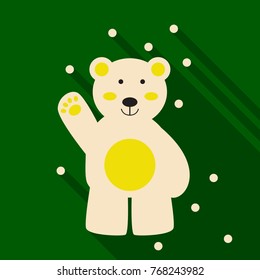 Flat icon with shadow White polar bear